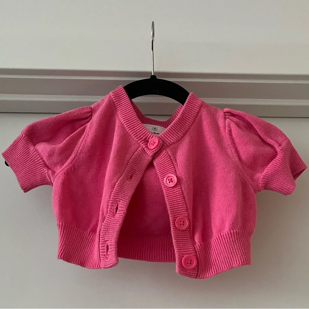 Hanna Andersson | Short Sleeve Cardigan | Pink | Girls 90 (3T)